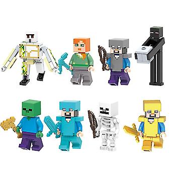 Minecraft Minifigure 8kpl/setti Koottu minirakennuspalikka Hahmot Kokoelma Leikkisetti Lasten lelulahja