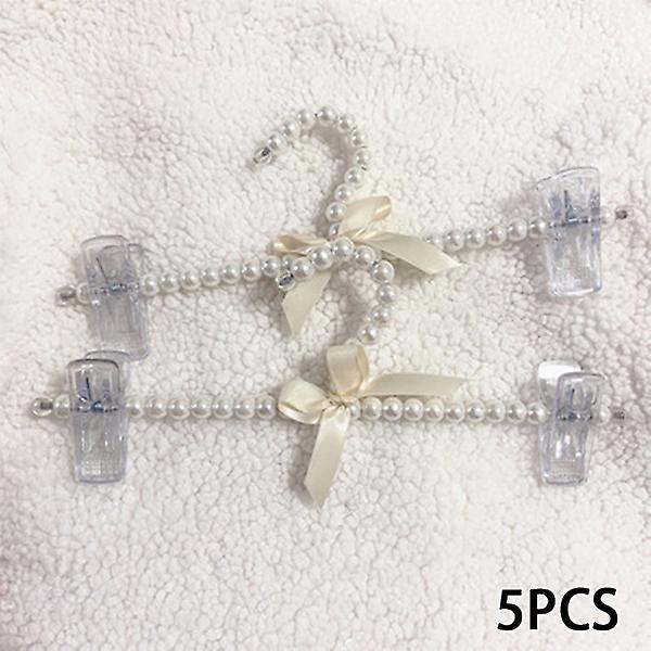 5PCS真珠服ハンガー弓滑り止めプラスチックフェイクパール洋服ラック子供服用品