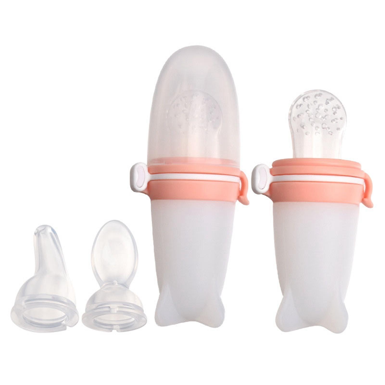 3 in 1 Baby Feeding Bottle 3pcs Soft Nipple Portable Elastic Silicone Teething Feeding Bottle Light Orange 