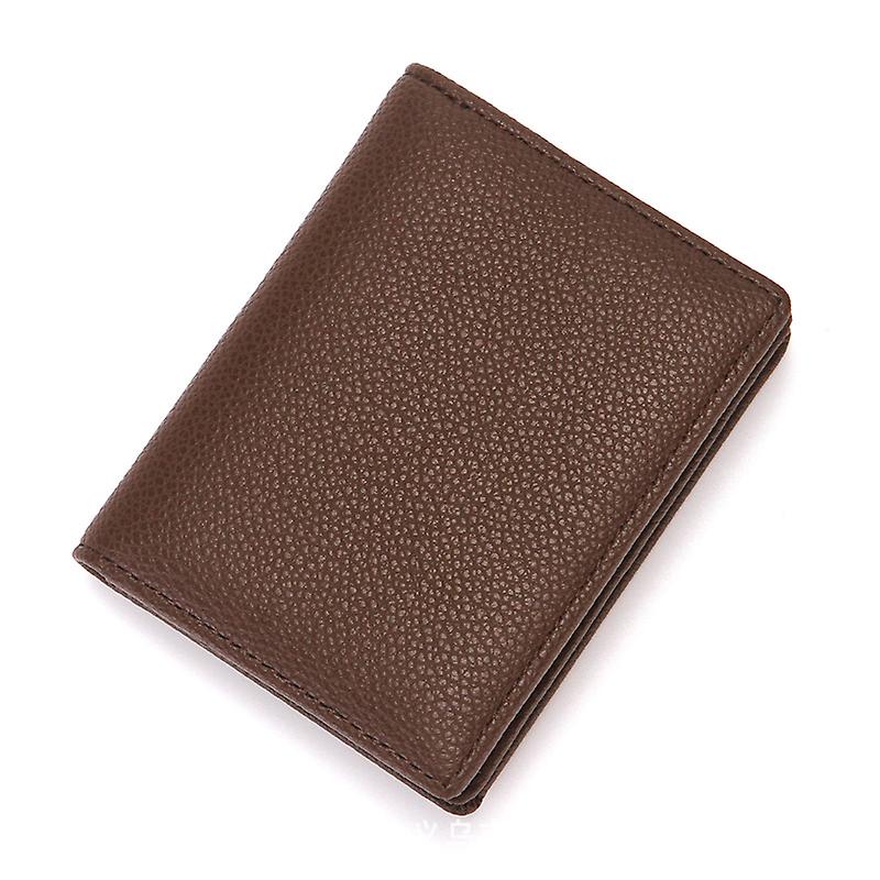Men Wallet Solid Color Pu Leather Lychee Pattern Mini Coin Purse Card Holder