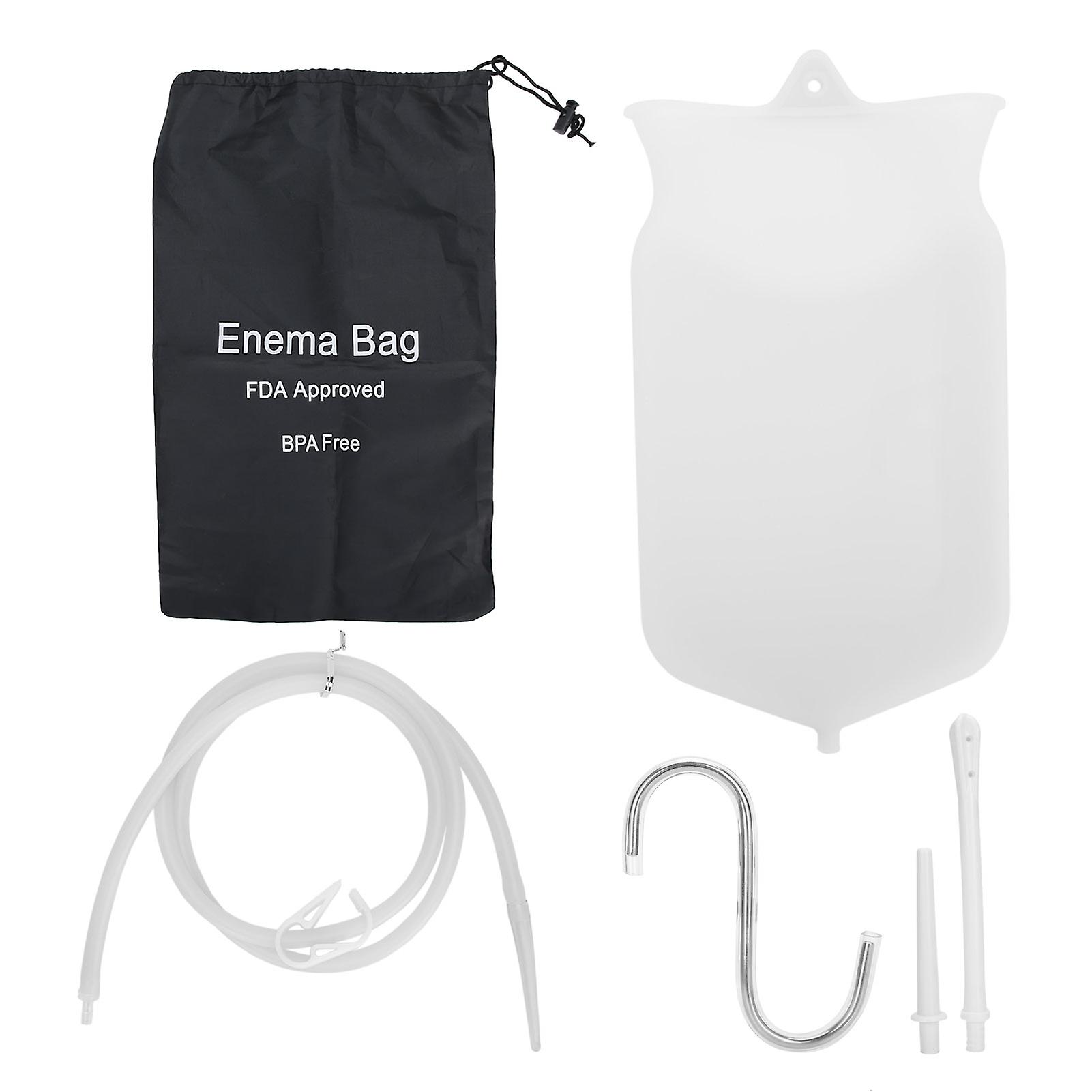 2L Silicone Rubber Enema Bag Kit with 160cm Hose Tips for Water and Coffee Colon Cleansing