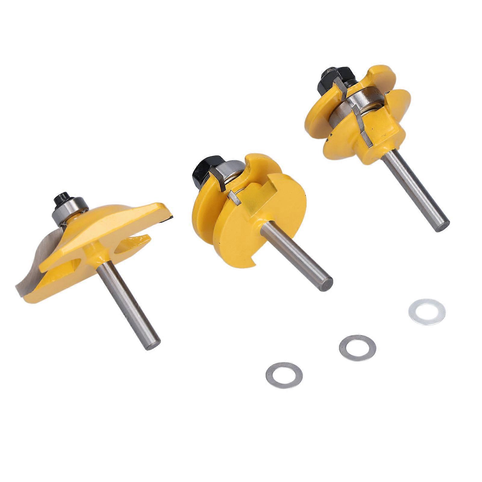 3Pcs Rail Stile Router Bits Roman Ogee Bit Woodworking Groove Tongue Milling Tool 1/4in Shank