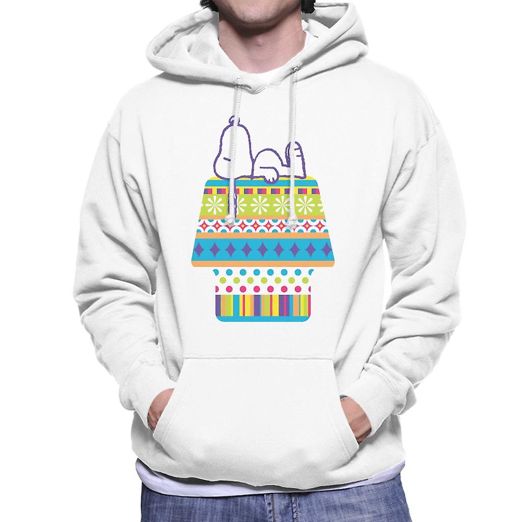 Peanuts Snoopy Lying On Colourful Kennel Men's Hooded Sweatshirt