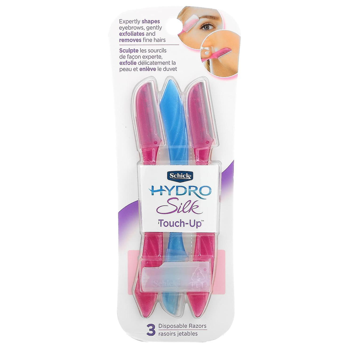 Schick, Hydro Silk Touch Up, Assorted Colors, 3 Disposable Razors