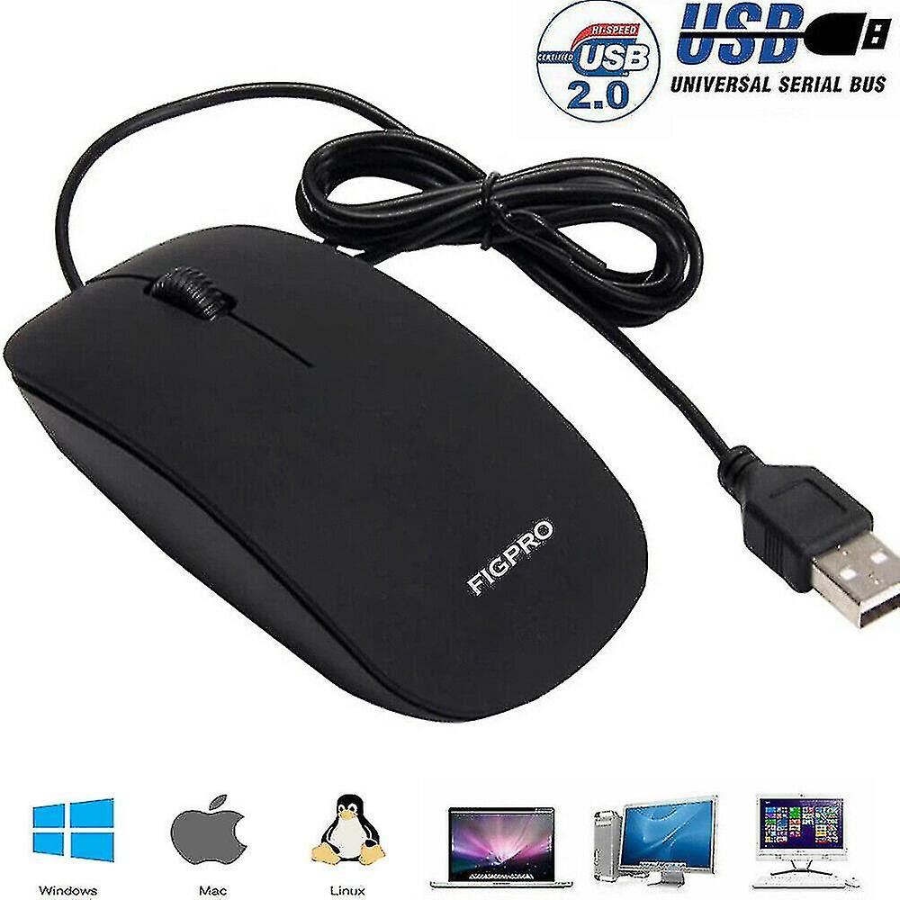 Wired Usb Optical Mouse For Pc Acer Laptop Computer Scroll Wheel Mice