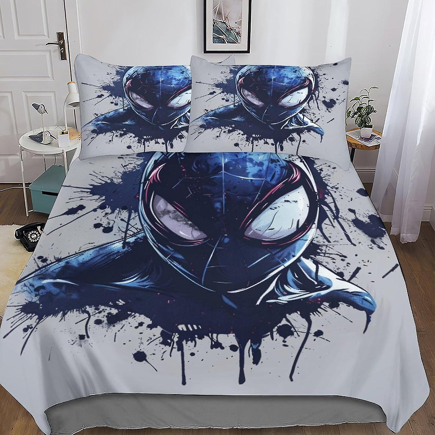DSJackson Cool Spider Man Modern Comforter Cover Set with Hidden Zipper Closure - Trendy Microfiber Movies Bedding with 3D Print, 3-Piece Set with Pil