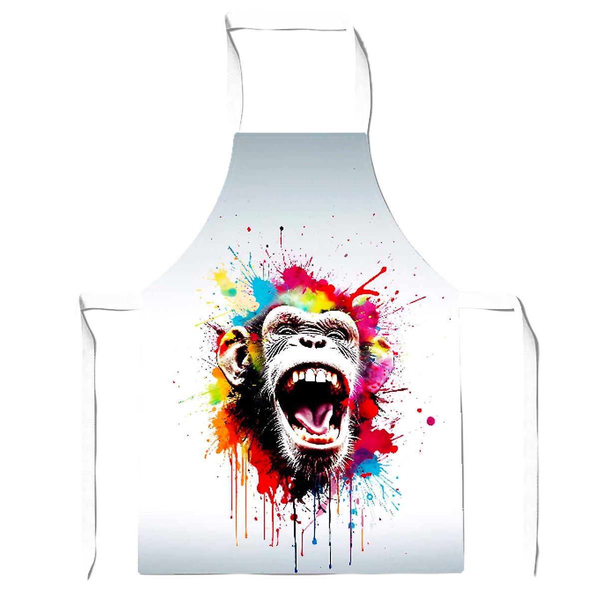 Coloured Splashart Crazy Monkey Face Apron