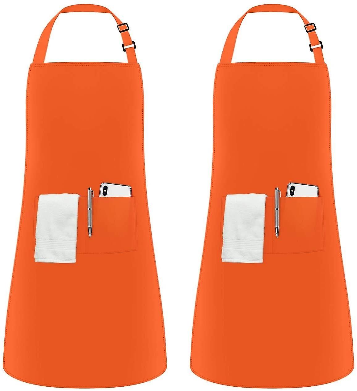 2pcs Adjustable Apron With 2 Pockets Cooking Apron Kitchen Apron