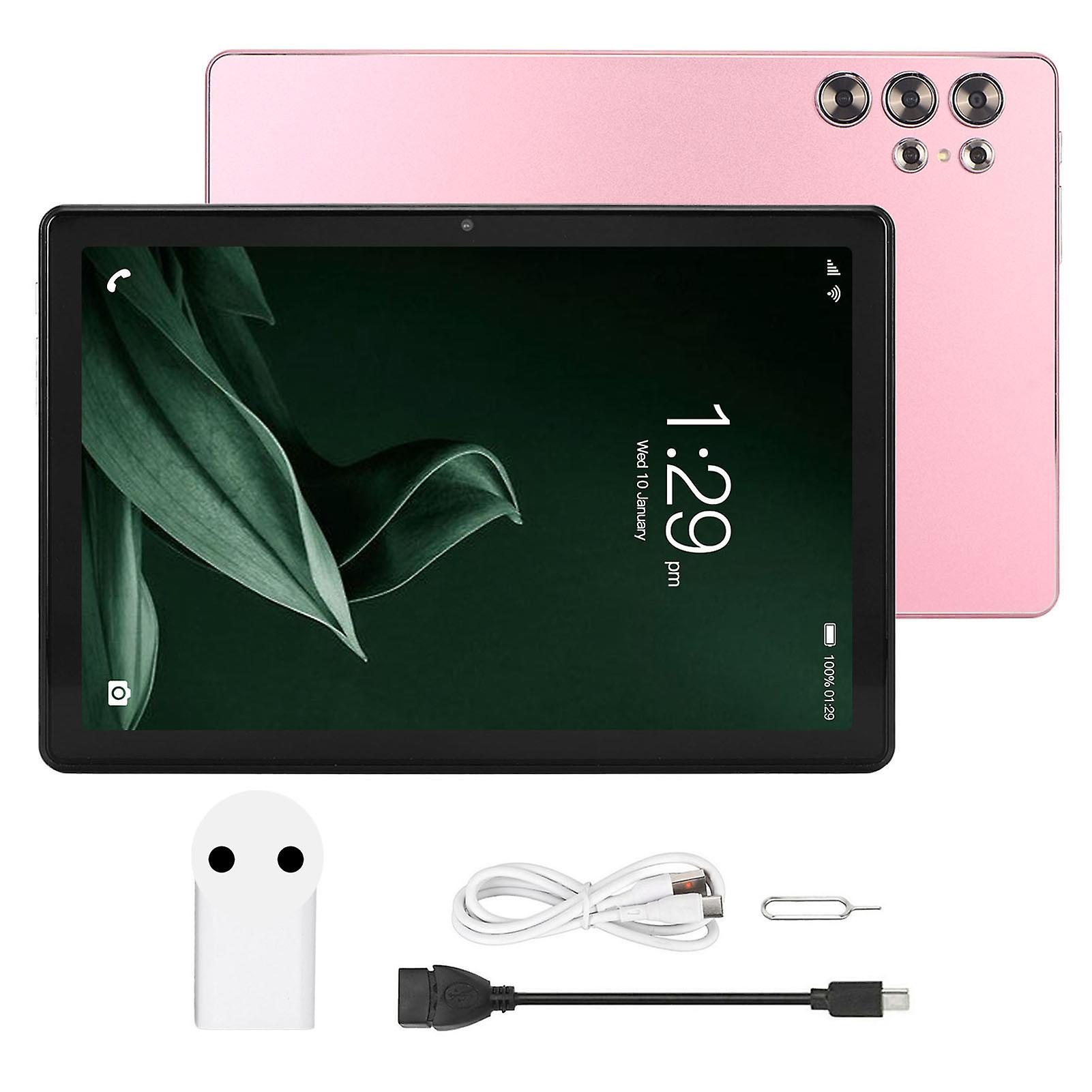 10.1 Inch Tablet for Android 13.0 4GLTE Tablet 8 Core Front 12MP Rear 24MP Camera 2560X1600 Resolution Tablet 100?240V EU Plug Pink