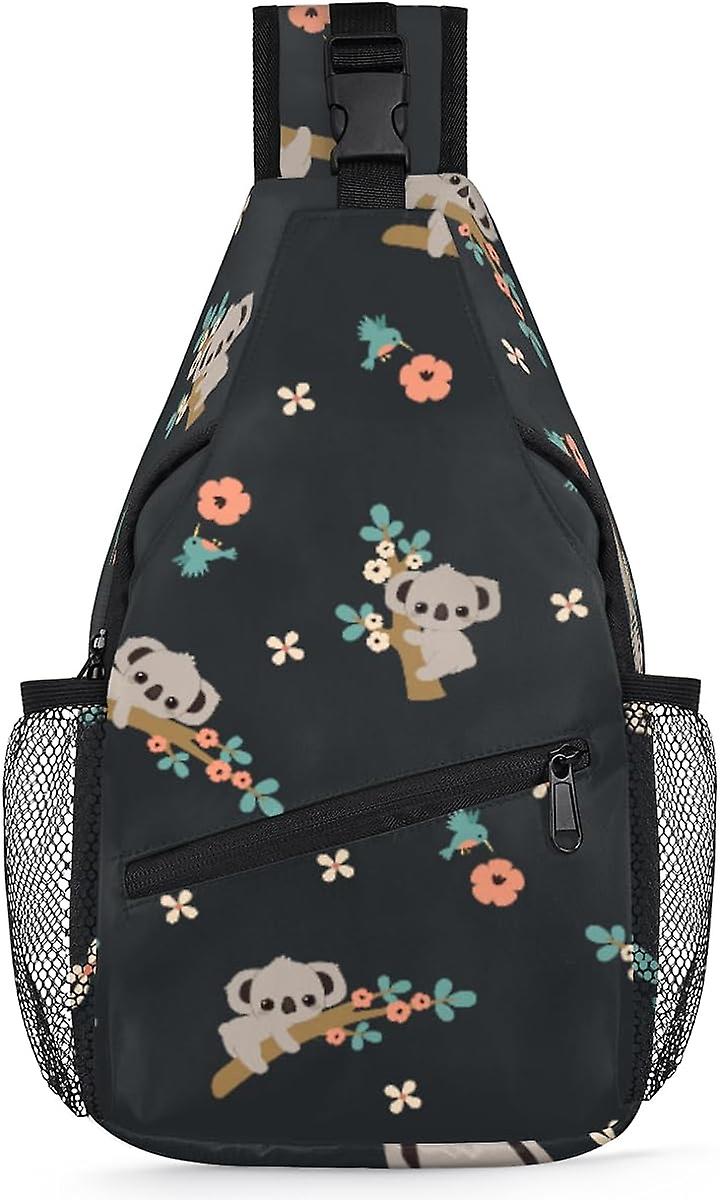 AQ00703 شجرة الكوالا الزهور حبال حقيبة ظهر الكسلان حقيبة كروسبودي متعددة الأغراض حقيبة كروس بودي السفر المشي لمسافات طويلة حقيبة الصدر حقيبة يوم غير رسمية ، كما