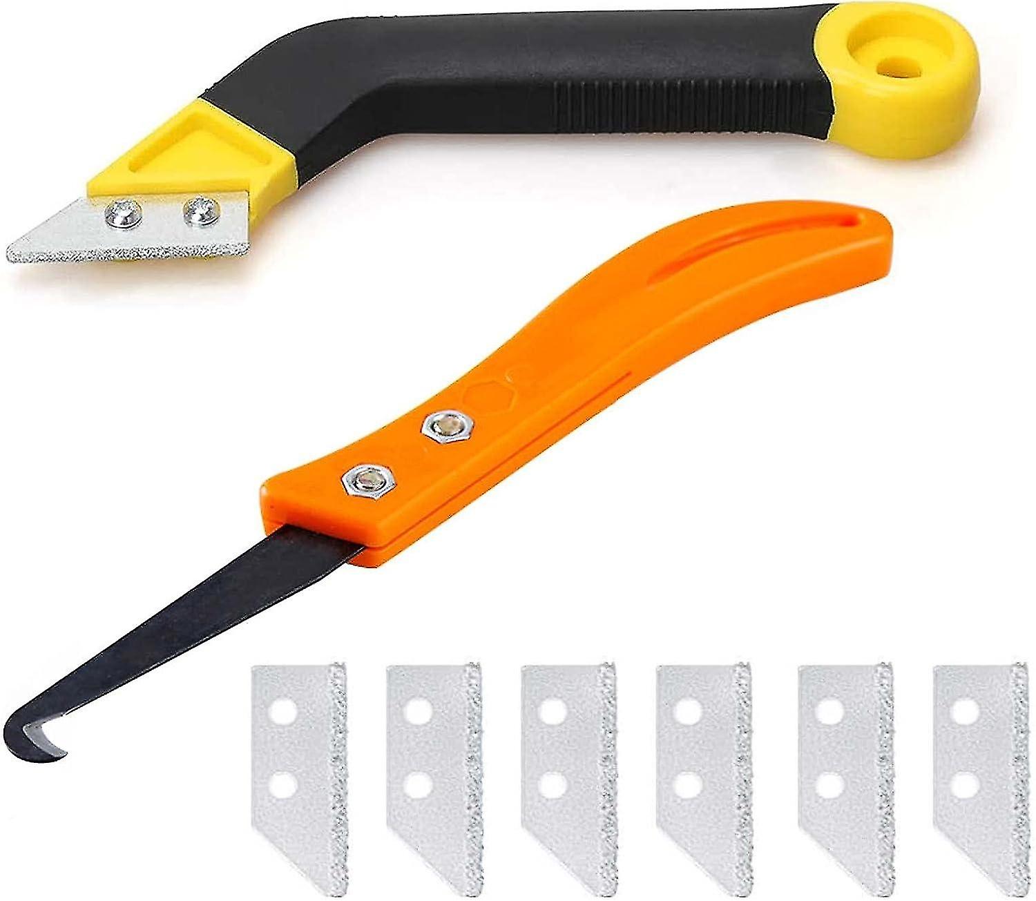 Tile Grout Scraper, Grout Remover Tool, Grout Scraper Grout Cleaning Tool Set with 6 Replacement Bla