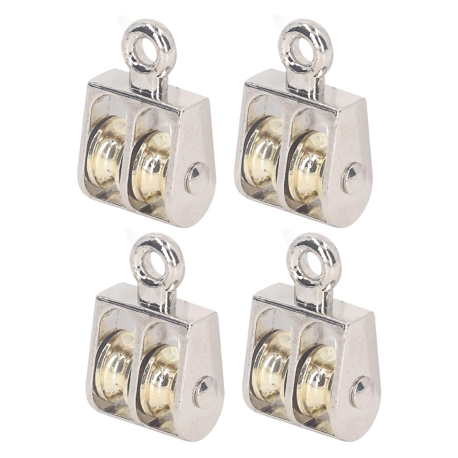 Four 1.42-inch Lifting Double Pulley Blocks for , 220 Pound Zinc Alloy Crane Rotating Hook, Lifting Rope Pulley Block