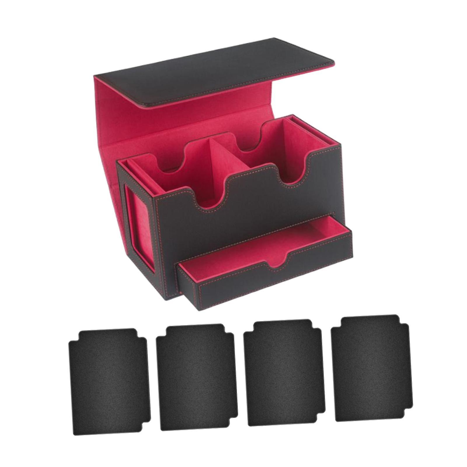 Card Deck Box Game Card Case Protection PU Leather with Drawer Deck Case Inner Green