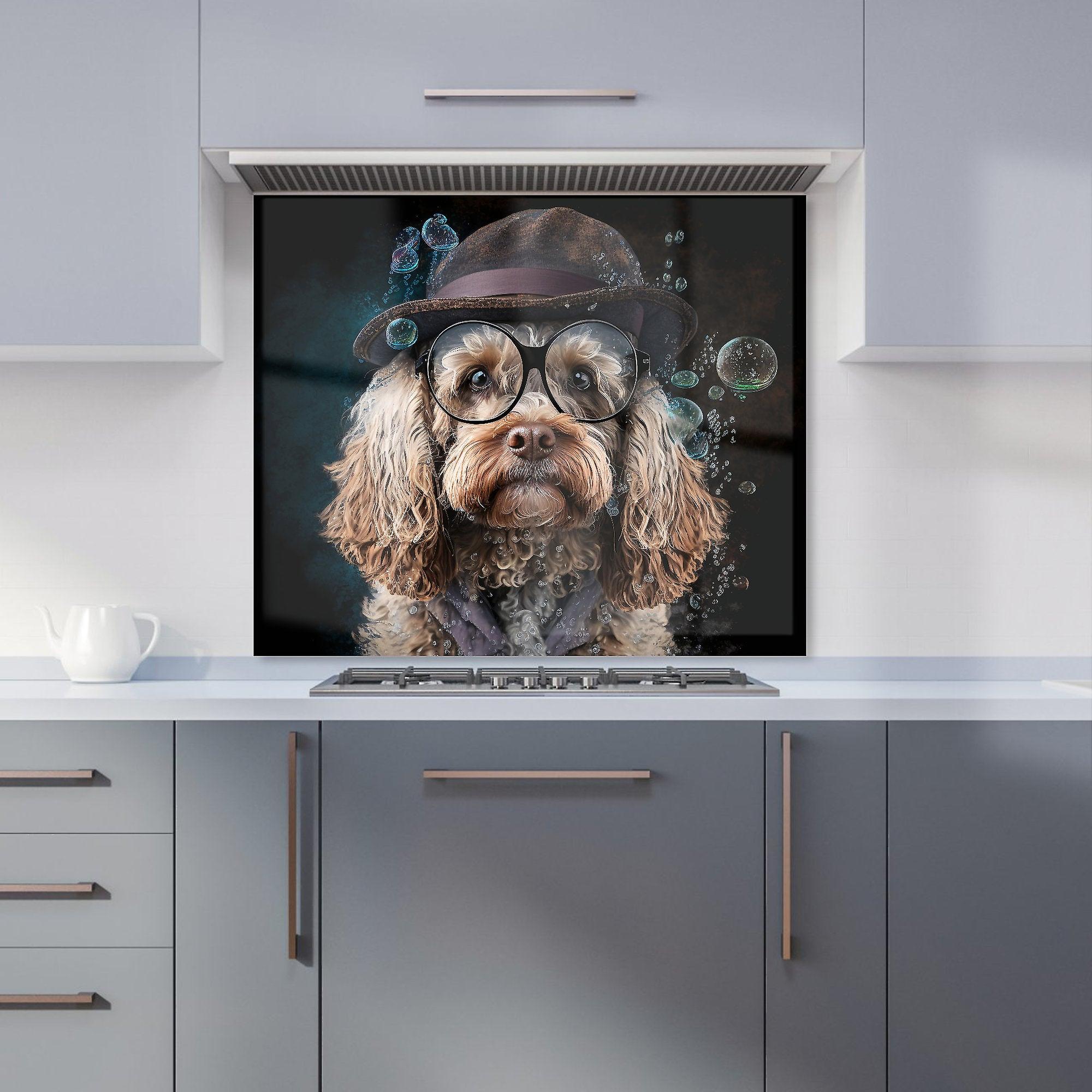 Cockapoo Dog With Glasses Splashart Kitchen Splashback