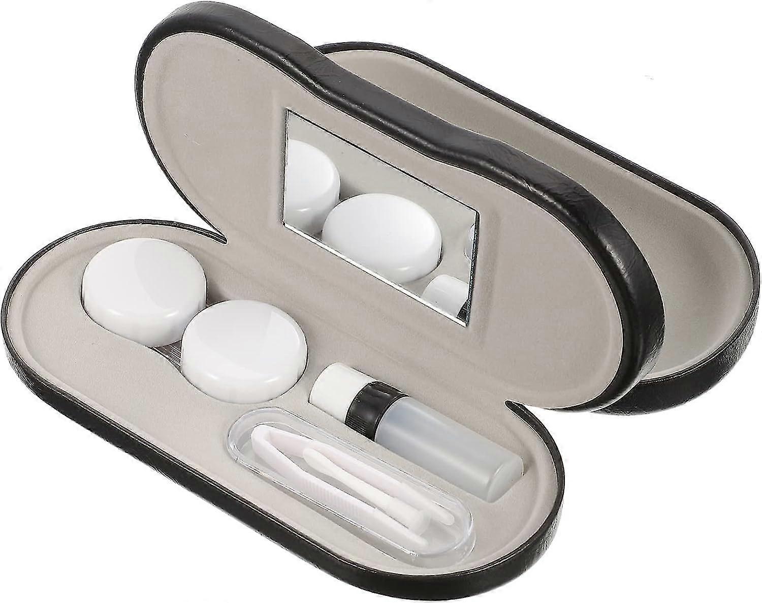 Contact Lens Case And Glasses Case, 2 In 1 Double Eyeglass Case, With Mirror Tweezers Remover, Contact Lens Storage Box For Travel