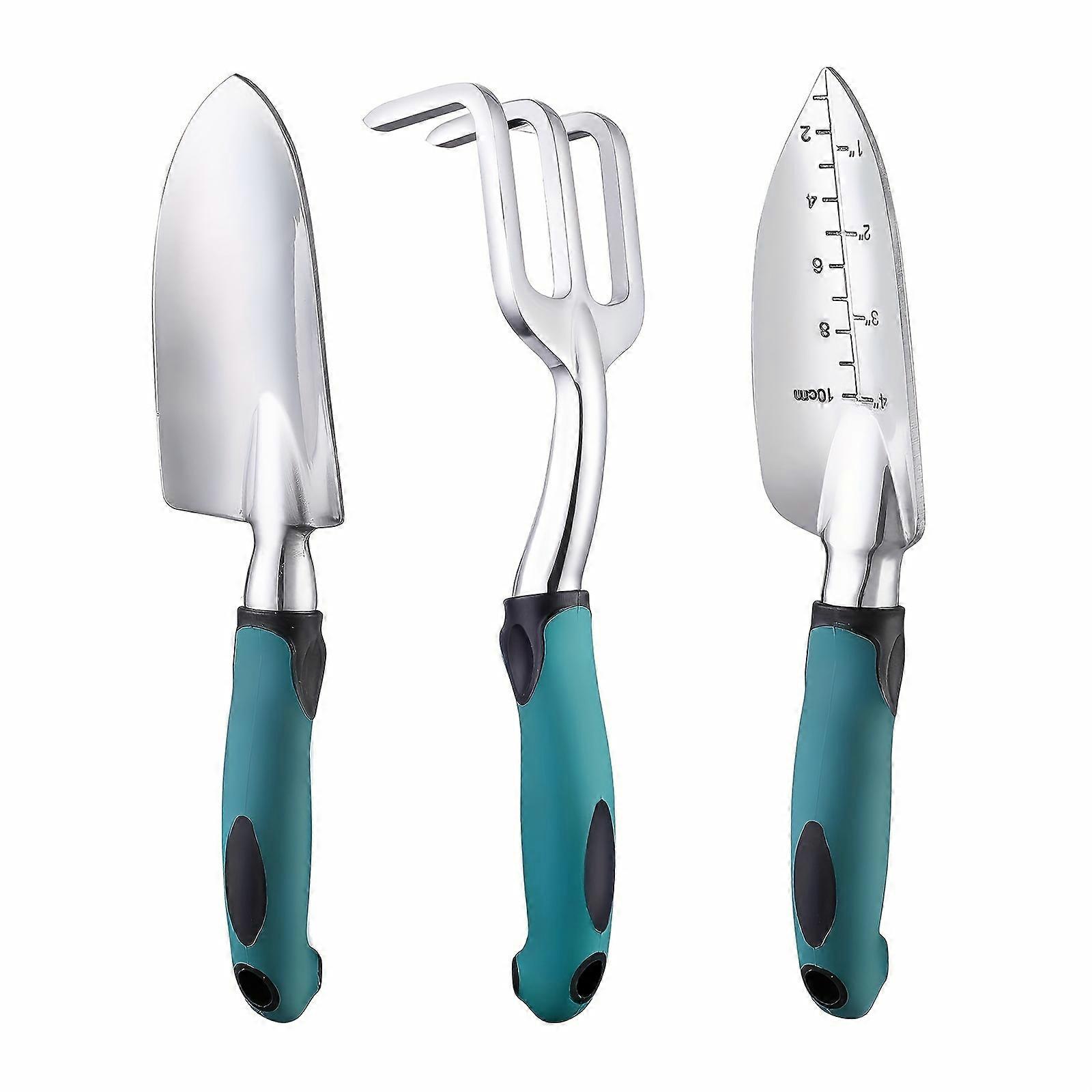 3pcs/ Set, Garden Tools, Wide Shovel, Grade Shovel, Soil Rake, Aluminum Alloy Material, Rubber Handle, Garden Tools, Hand Tools, Digging Tools, Durabl