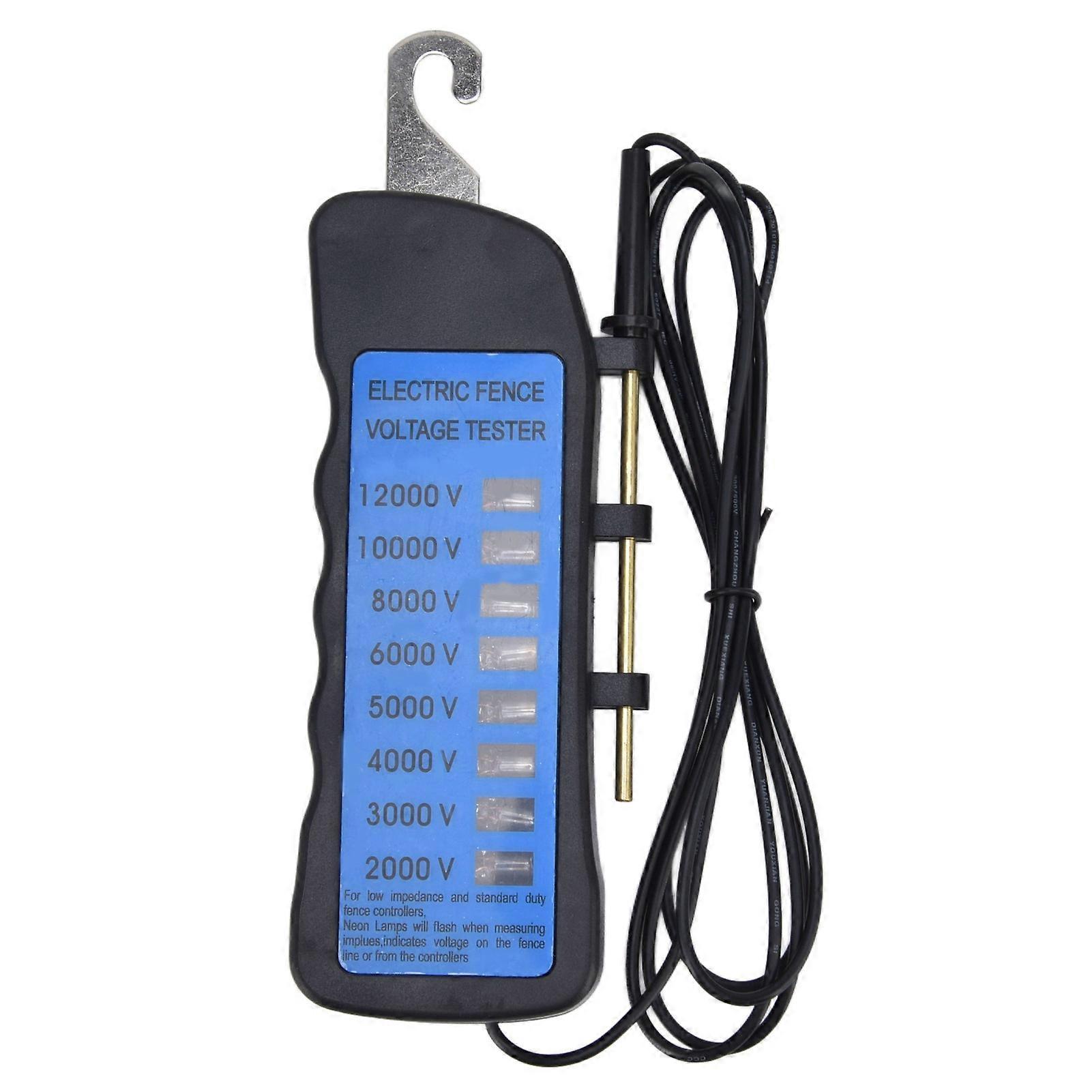12KV Neon Fence Voltage Tester 2000 to 12000V 8 Neon Indicator Lights Waterproof Fence Tester for Farms