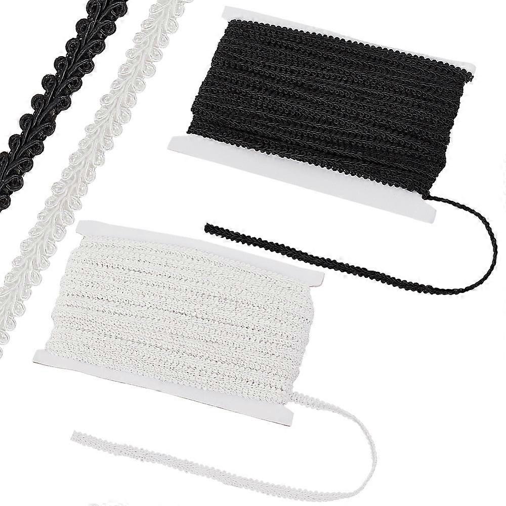 54Yards Gimp Braid Trim Black White Polyester Trim 5/16inch Soft Centipede Braid Trim Decorative Craft Lace Ribbon
