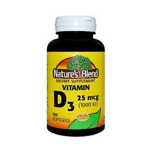 Nature's Blend Vitamin D3, 25mcg (1000IU), 300 Softgels (Pack of 1)