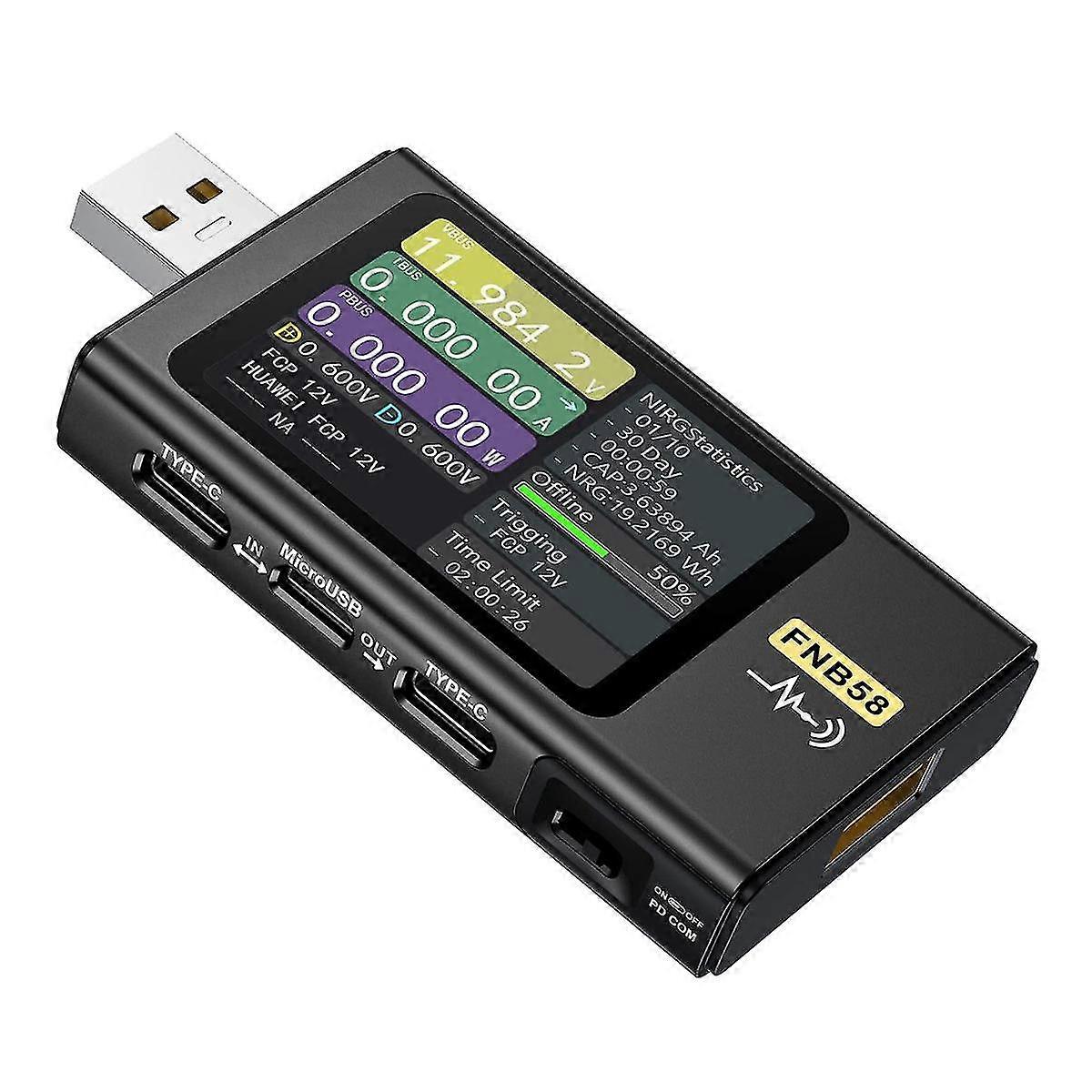 Fnb58 Tester USB Tester de tensiune curent, detectare rapidă a încărcării Măsurarea capacității de declanșare