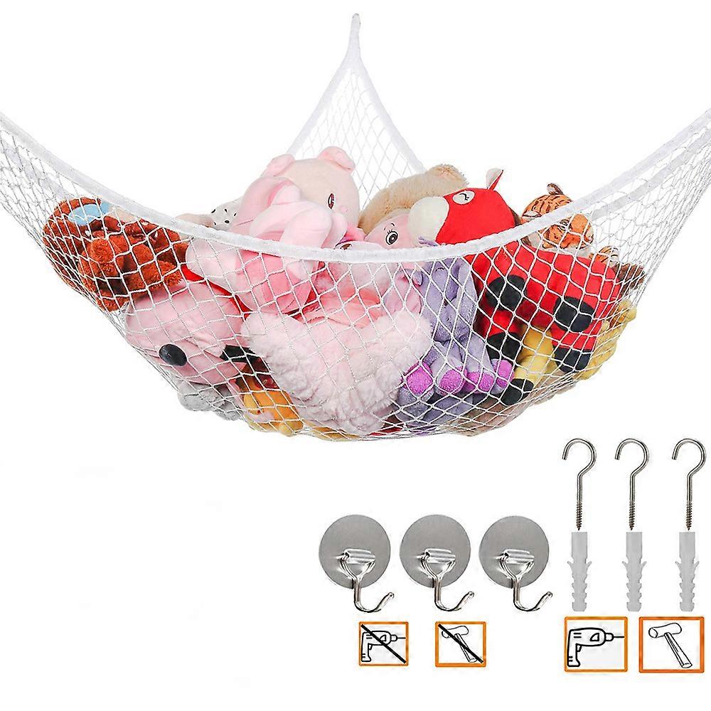 Sunrain Jumbo Toy Hammock Stuffed Animals and Toy Storage Hammock Net 70" Wall Sling Corner Extra Large Kids Children Mesh Toy Net Organizer