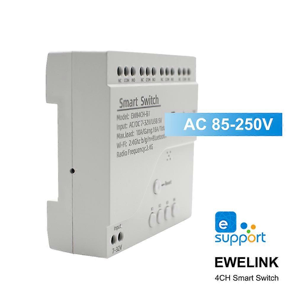 Neuer EWELINK-Schalter 4-Wege-Steuerschalter WiFi AC DC 12V 24V 220V 4CH Smart Breaker Home Automation Funktioniert mit Alexa Google Home