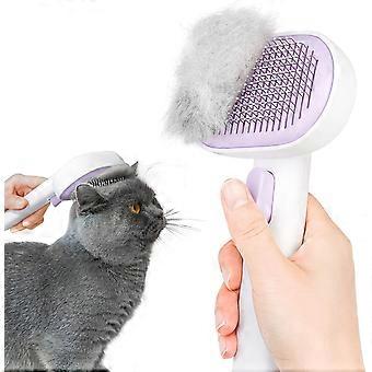 Cat and Dog Grooming Brush for Shedding, Removes Loose Fur from Long or Short Haired Pets - Ideal for Cats, Kittens, Rabbits, and More - Purple