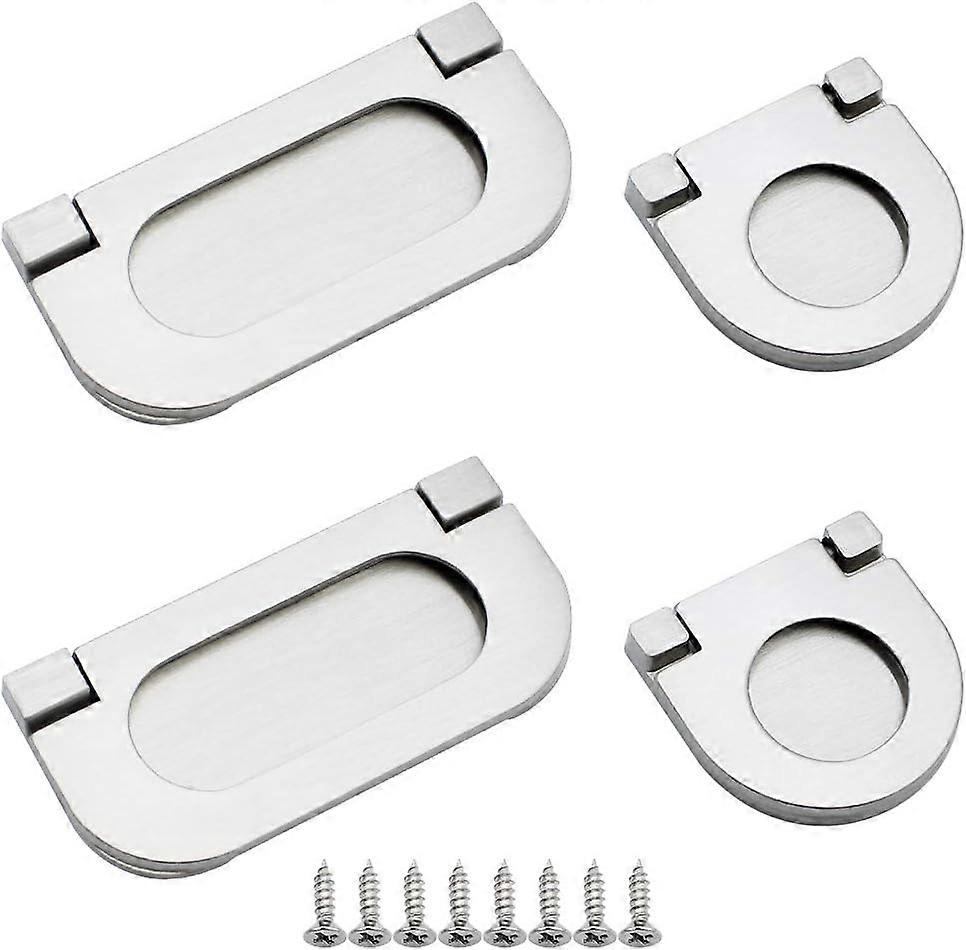 4pcs Pull Flush Cupboard Handle Invisible Handles Horizontal-Stainless St DWY