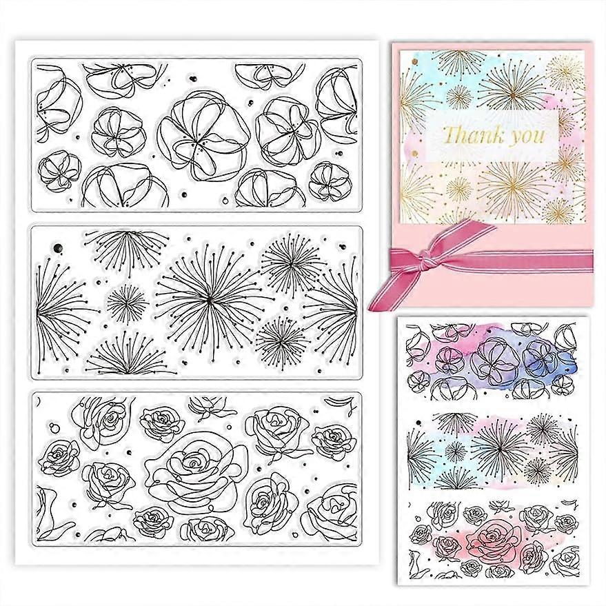 1Sheet Flowers Background Silicone Clear Stamp Seals