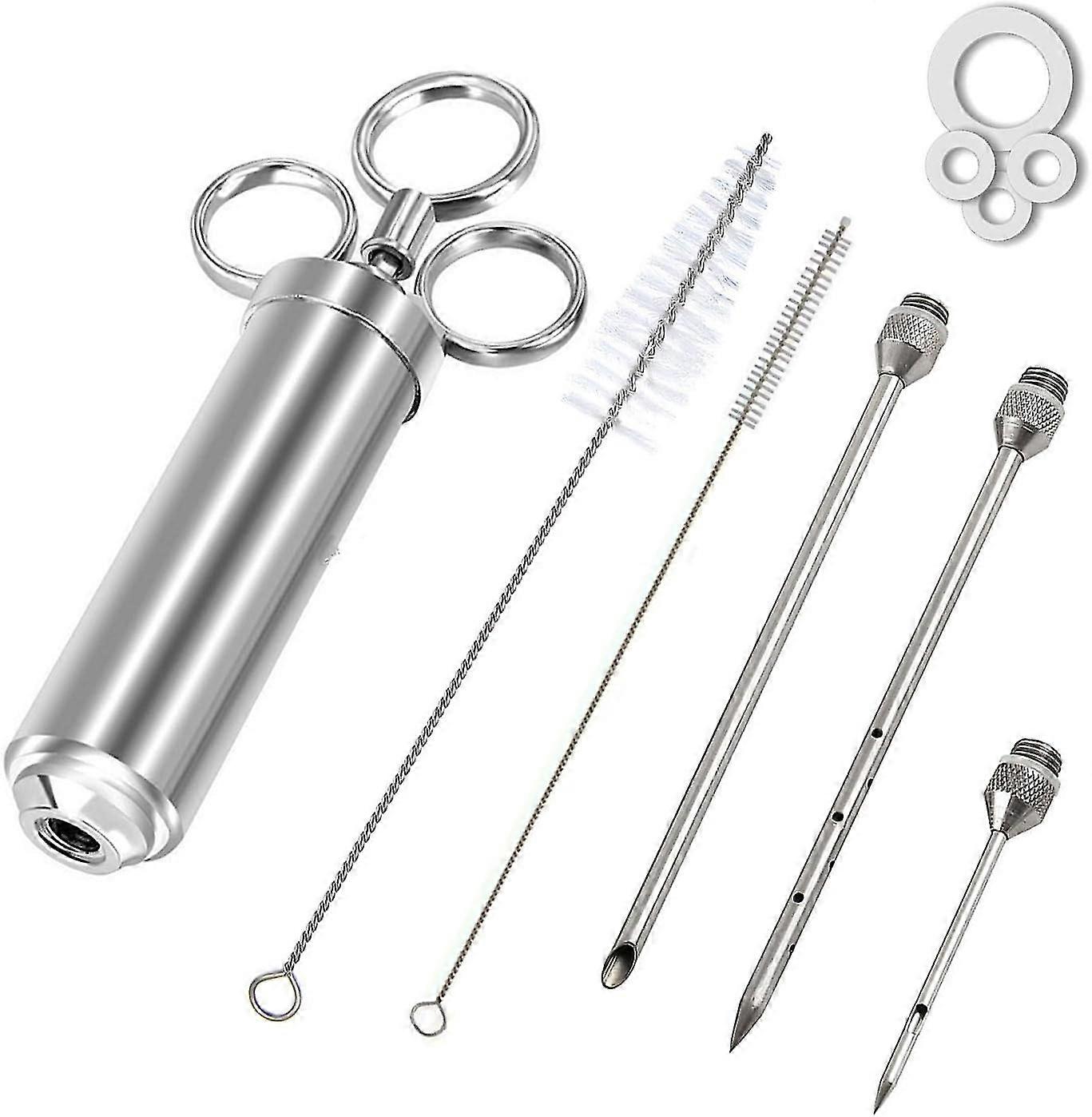 2-Ounce 304 Stainless Steel Seasoning Injector with 3 Professional Marinade Needles BBQ Meat njector
