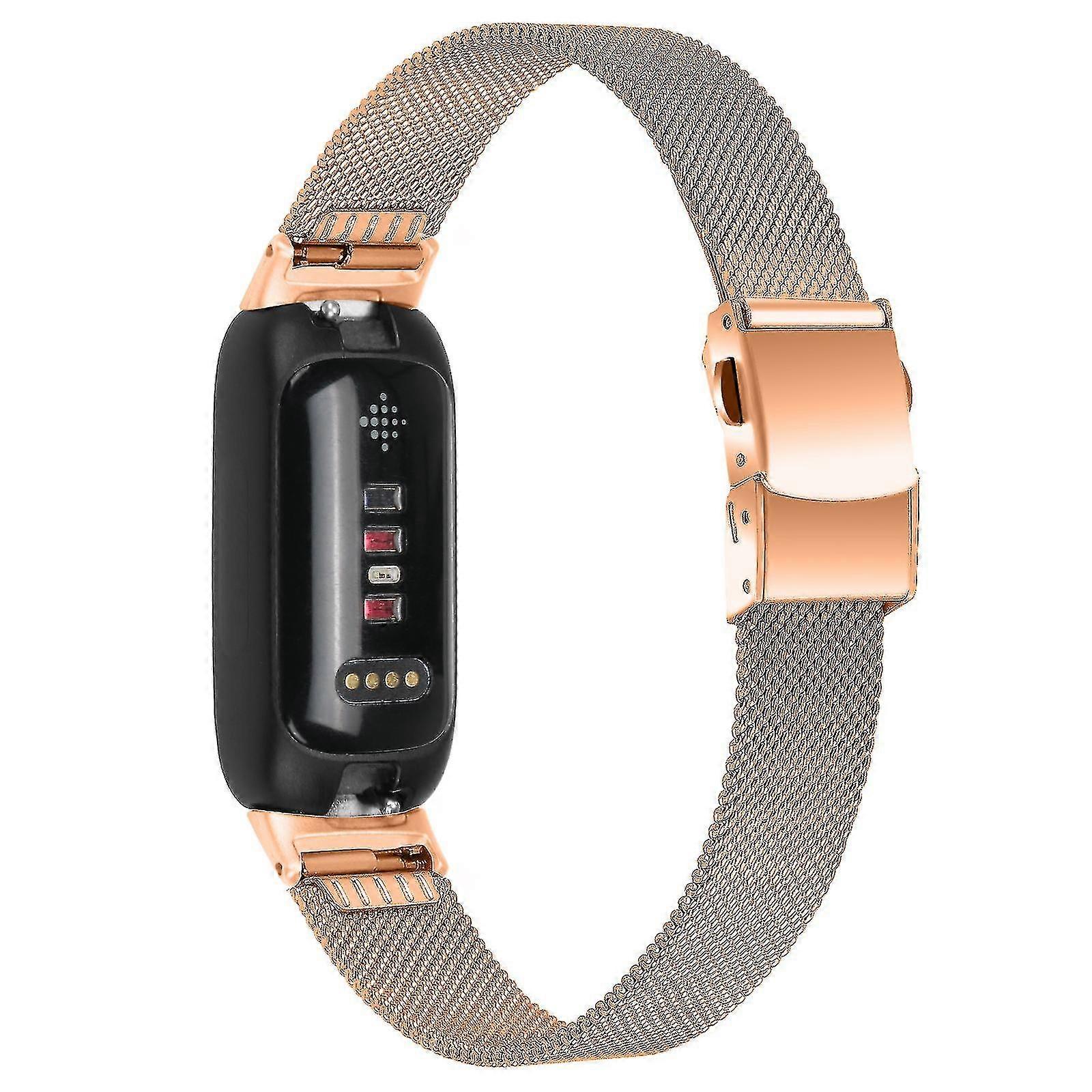 For Fitbit Inspire 3 Stainless Steel Milanese Replacement Strap Adjustable Watch Band With Buckle - Gold