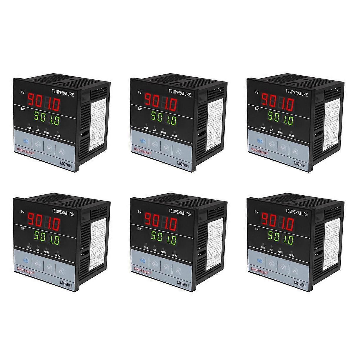 6X MC901 Digital Waterproof Temperature Controller K Type PT100 Sensor Input Relay Output