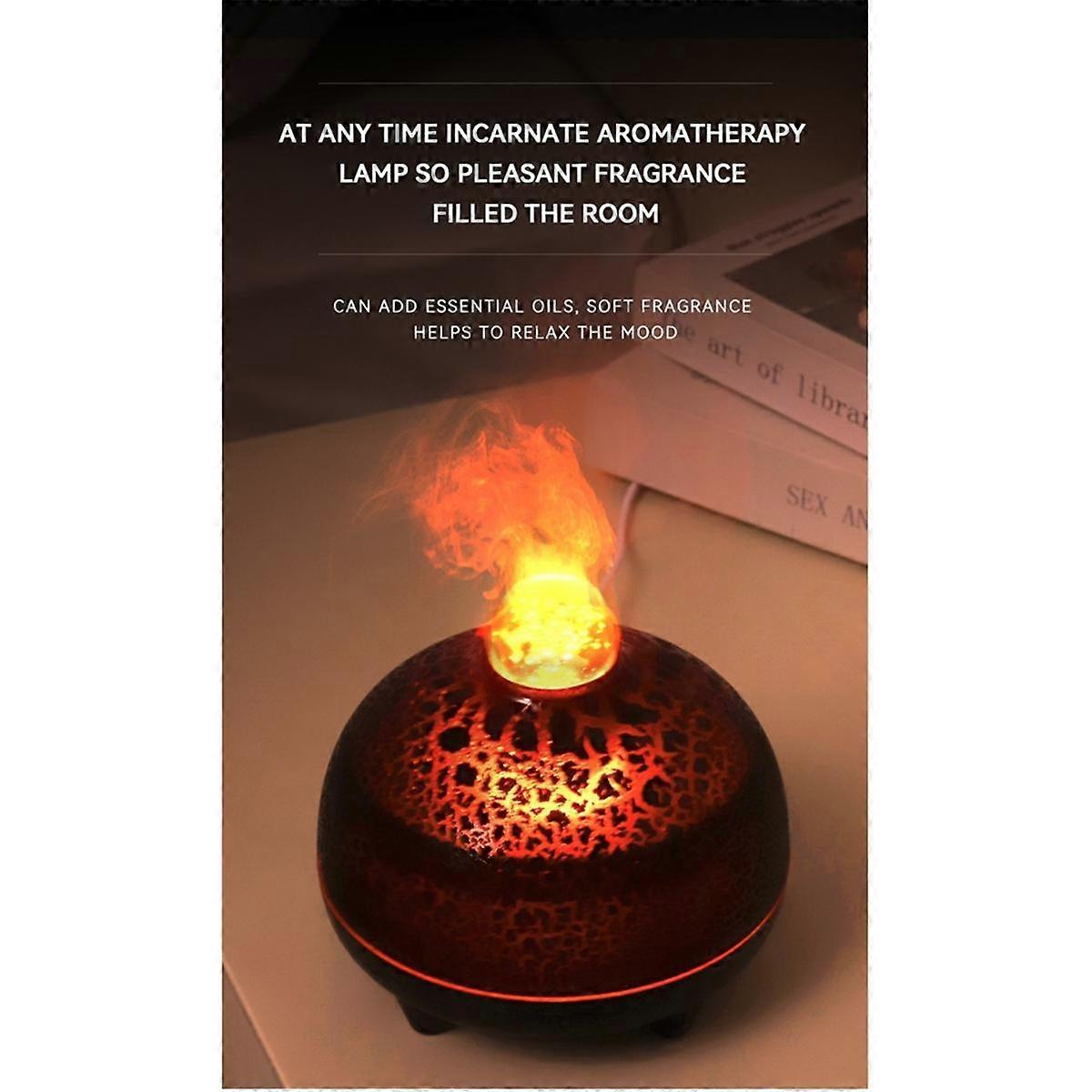 Essential Oil Diffuser Volcano Fire Diffuser Humidifier 350ml Cool Mist Humidifier 7 Colors Light for Room Office A