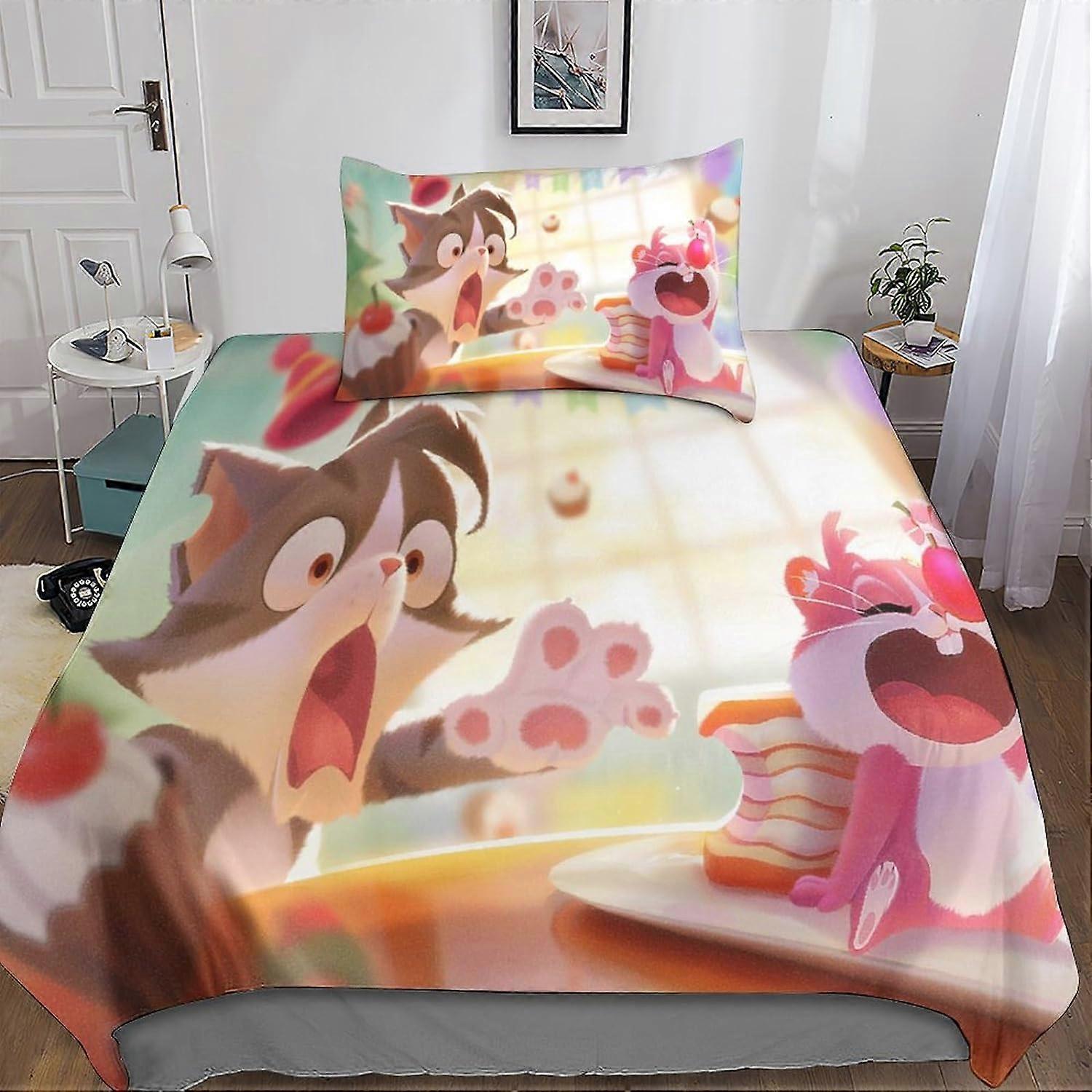 סט כיסויי שמיכת Le Chat, סט מצעים מיקרופייבר Le Chats עם כיסויי שמיכה וציפית, למיטה למבוגרים ולילדים יחיד 135 * 200 ס"מ