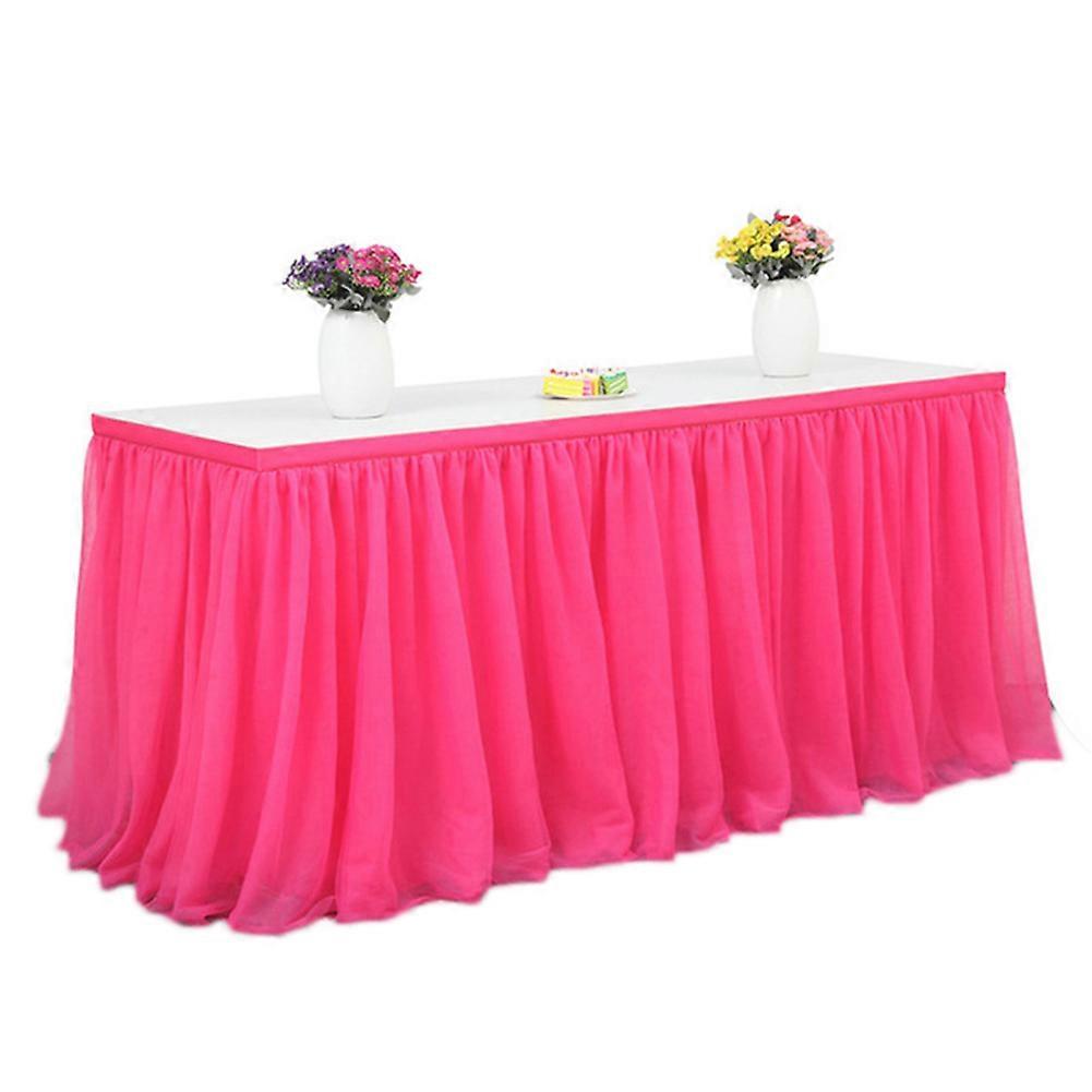 Wedding Decoration Tulle Table Skirt Solid Color Tableware Cloth for Rectangle Round Table Party