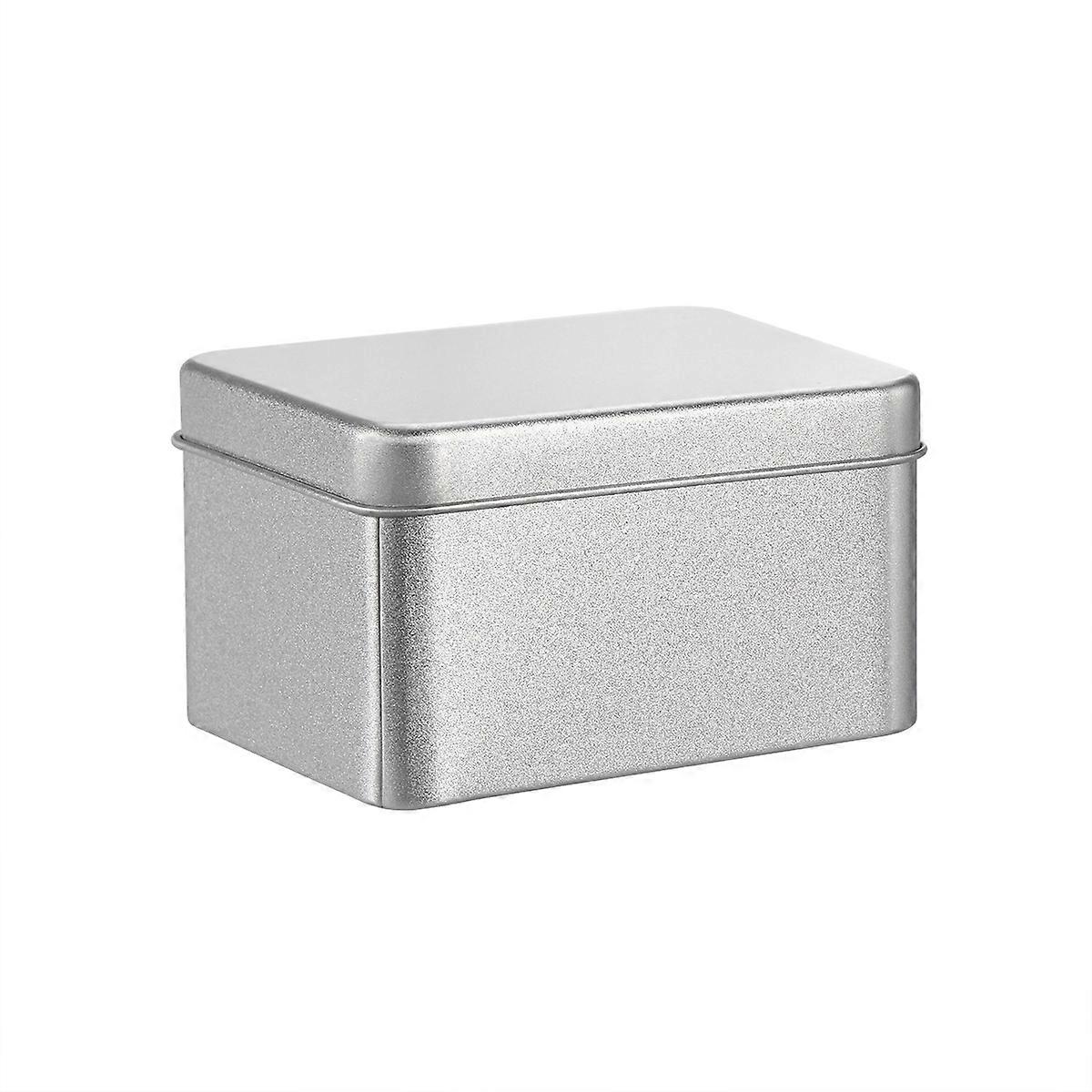 Matte Square Empty Tin for Store Spices Candies Tea Gift Giving - Silver