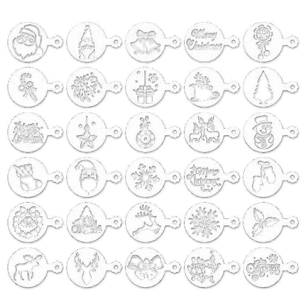 30 Pieces Cookie Stencils Cake Templates Coffee Stencils Reusable Cake Stencil Templates Embossing