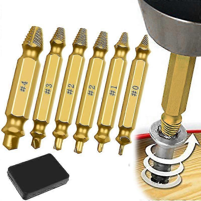 Durable 6pcs Damaged Screw Extractor Drill Bits Guide Set Broken Speed Out Easy Out Bolt Screw High Strength Remover Tools