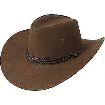 American Western Cowboy Hat Outdoor Sun Hat Riding Hat Big Brim Cowboy Drawstring Hat
