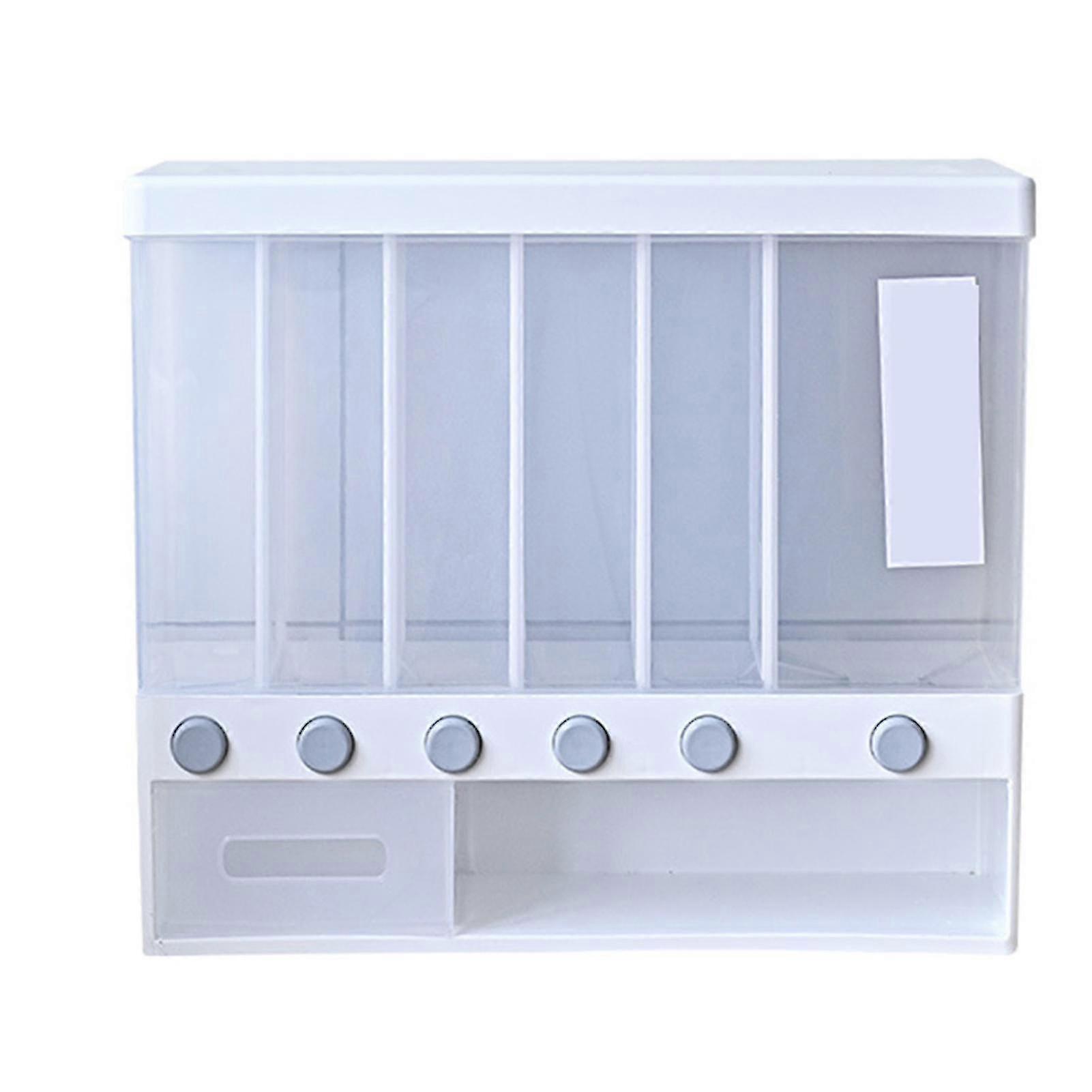 6-grid Rice Dispenser Wall-mounted Grain Storage Box Large Capacity Household Rice Bucket Practical