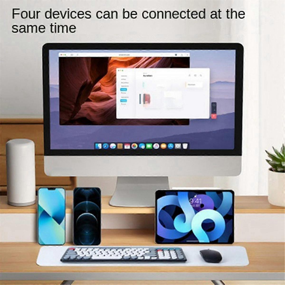 Wireless Bluetooth Round Keycap Keyboard and Mouse Suitable for Tablets and Laptops White