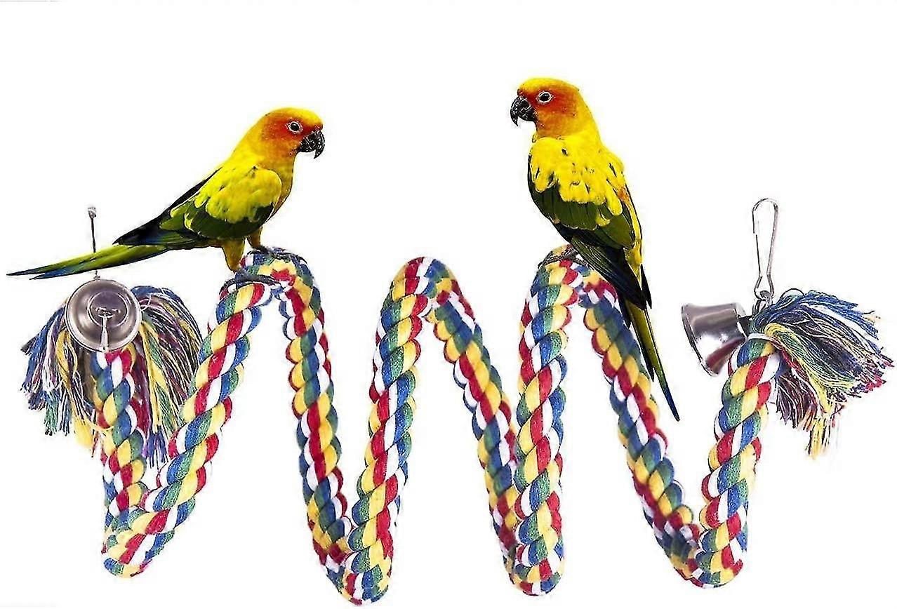 1 Piece Cotton Bird Rope Bungee Toy With Bells Chewing Toy For Pet Bird Finch