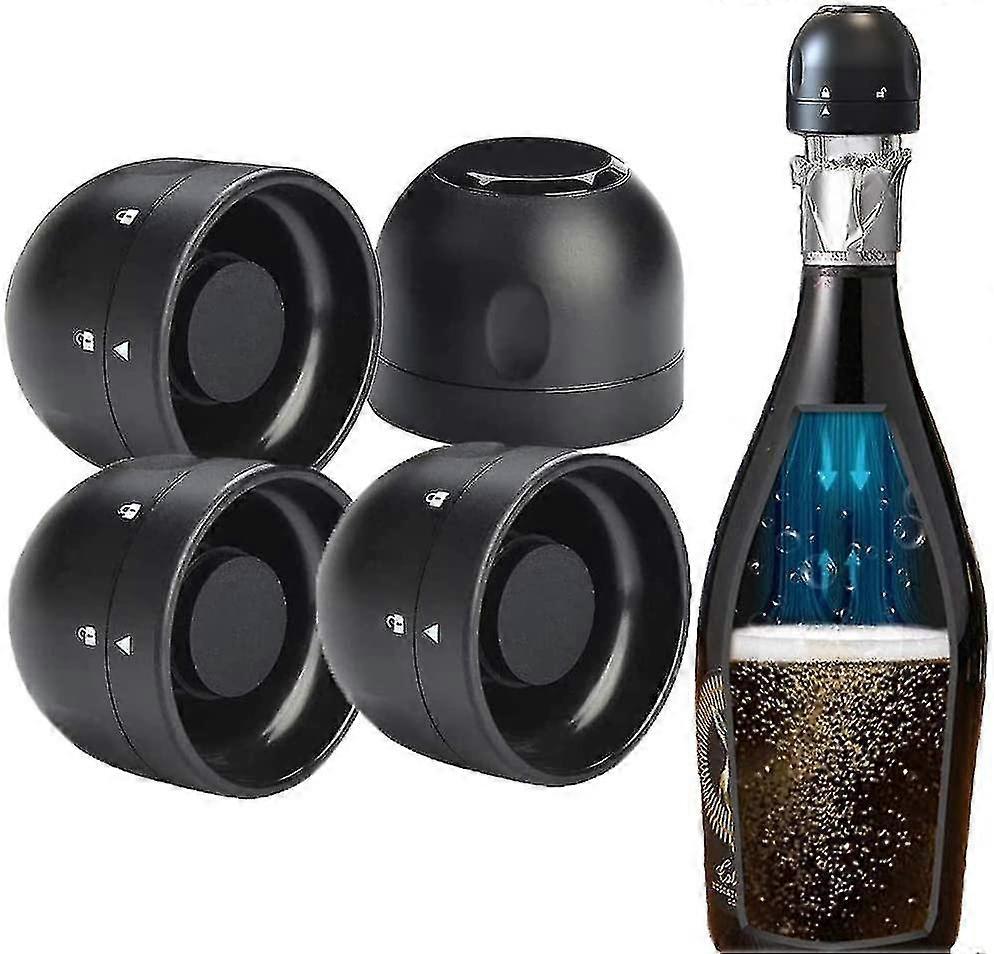 Wine Stopper Champagne Stoppers 4 Pcs Lockable, Reusable Sparkling Bottle