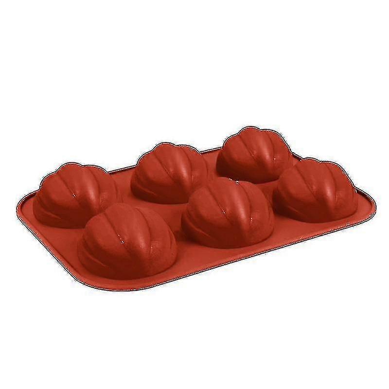 Muffin Pan 6 Cups Non-stick Muffin Pans Cake Baking Quick Release Pumpkin Shaped-colorbrick Red