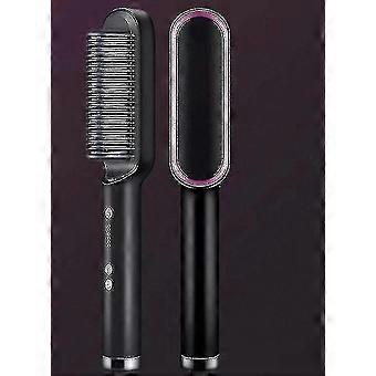 Hair Straightener Comb Matte Black Hair Straightening Brush & Iron