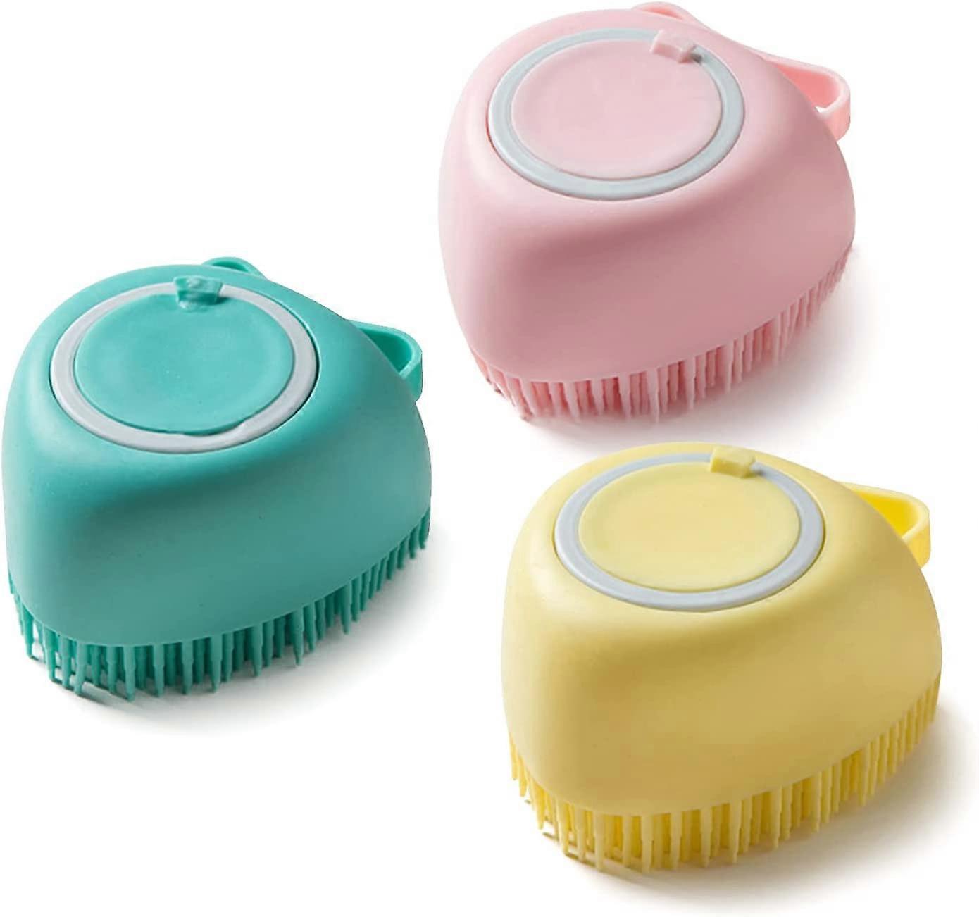 3Pcs Silicone Body Brush Scrubber with Dispenser