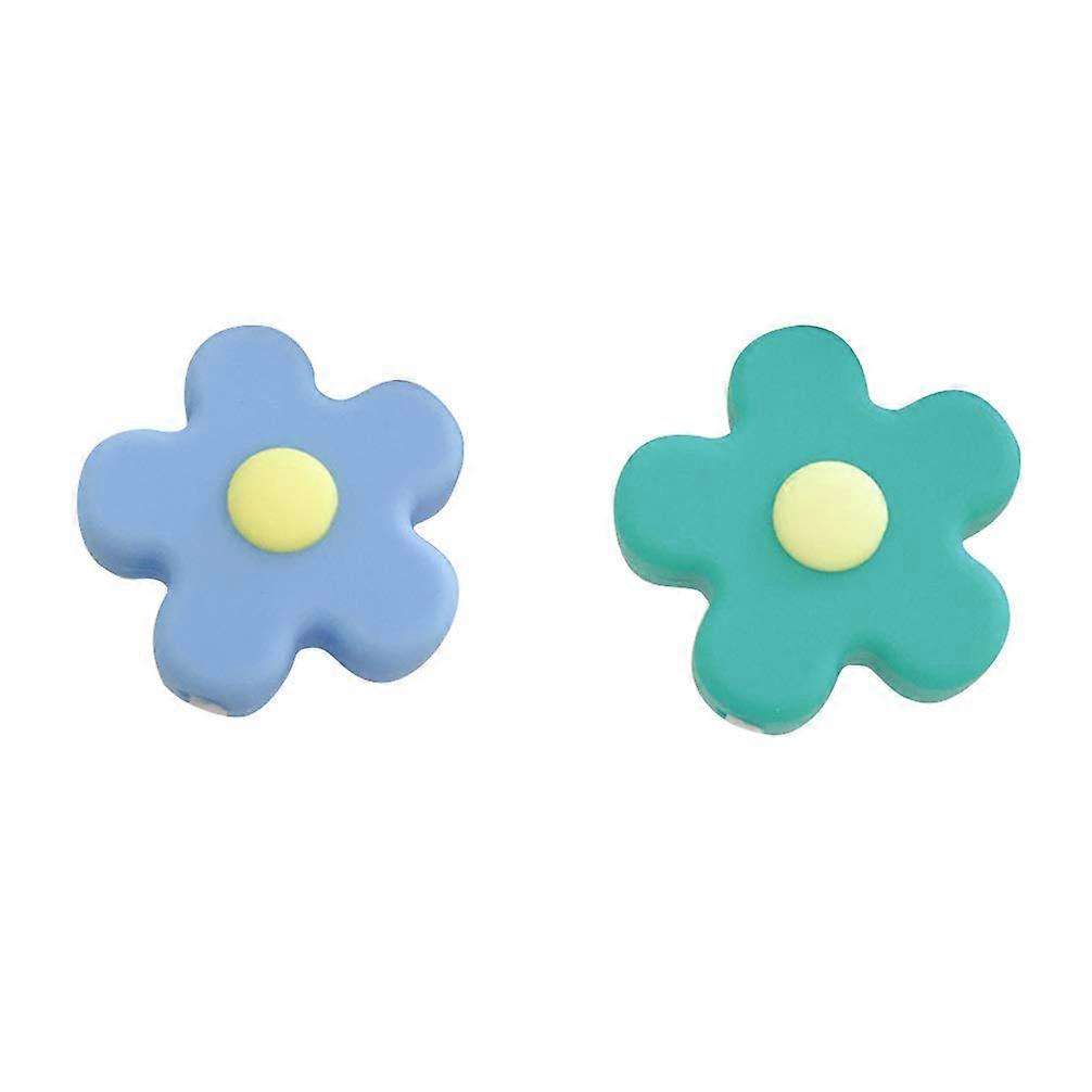 2pcs Cable Protector Flower Cable Bites Sleeve(Blue Green)