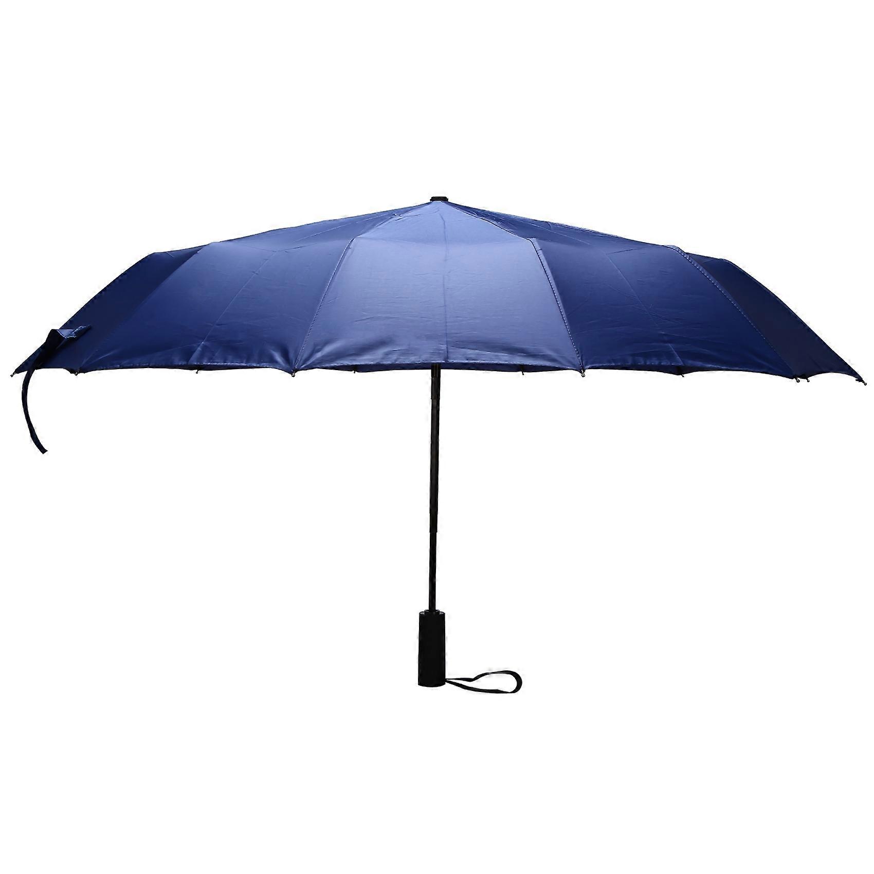 12 Ribs Windproof Travel Umbrella With PTFE Canopy, Lengthened Handle With Auto Open Close Button