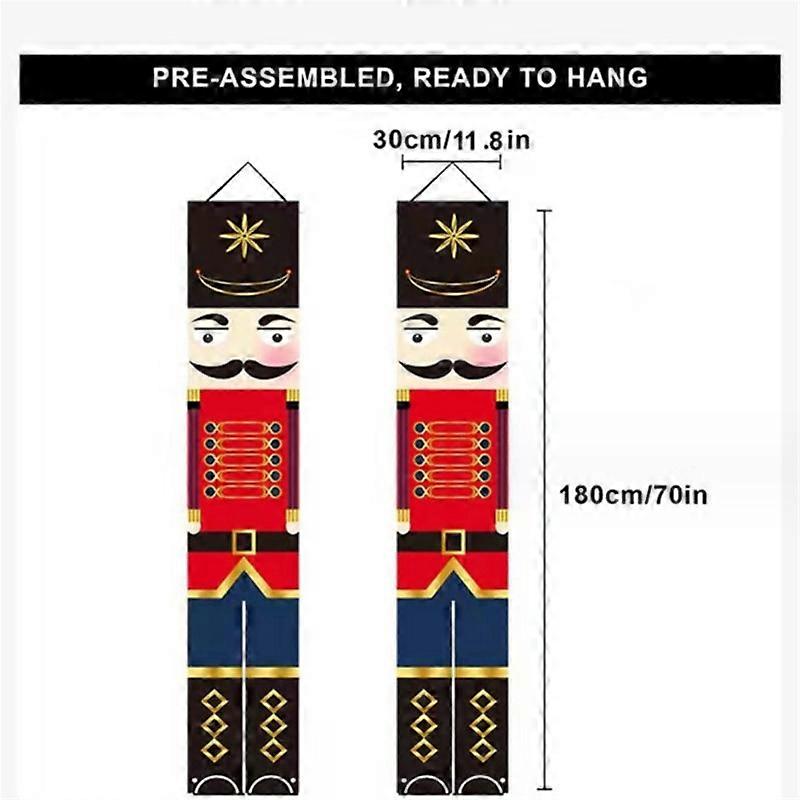 Nutcracker Christmas Decorations - Welcome Sign for Porch Front Door Indoor Outdoor - Soldier Model Nutcracker Banners for Wall Fireplace Bedroom Gard
