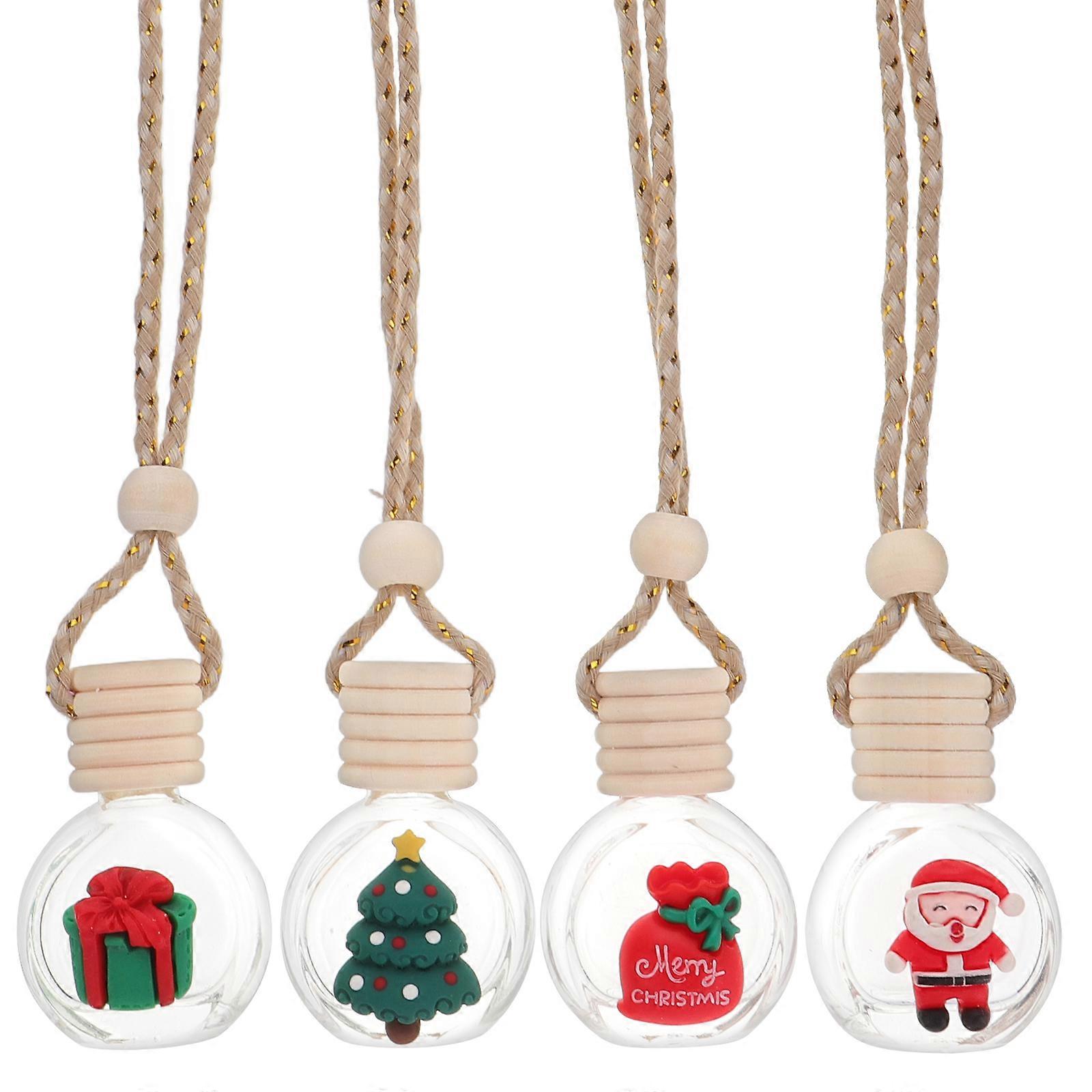 4PCS Christmas Car Air Fresheners Hanging Ornaments Empty Diffuser Bottles for Essential Oils